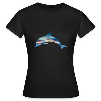 Delfin Delphin Pazifik Indischer Ozean Fisch Tier - Frauen T-Shirt - Schwarz - Vorne - AI Model Female 172 dark (172cm)