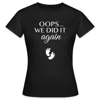 Oups nous l'avons encore fait. Grossesse grossesse - T-shirt Femme - noir - Devant - AI Model Female 172 dark (172cm)