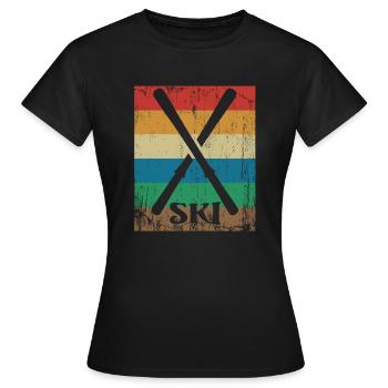 Ski style rétro - T-shirt Femme - noir - Devant - AI Model Female 172 dark (172cm)