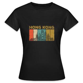 HongKong - Frauen T-Shirt - Schwarz - Vorne - AI Model Female 172 dark (172cm)