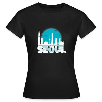 Seoul South Korea Gift Christmas Sun Skyline - Frauen T-Shirt - Schwarz - Vorne - AI Model Female 172 dark (172cm)