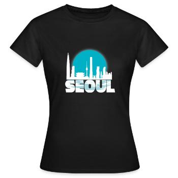 Seoul South Korea Gift Christmas Sun Skyline - Frauen T-Shirt - Schwarz - Vorne - AI Model Female 172 dark (172cm)