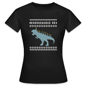 Menora T-Rex Juif dinosaure Dino cadeau - T-shirt Femme - noir - Devant - AI Model Female 172 dark (172cm)