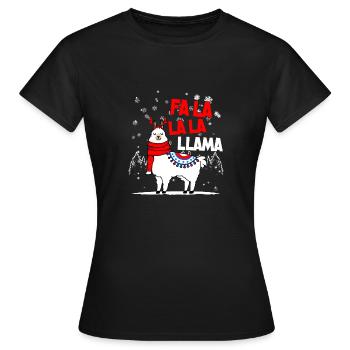 Cadeau de Noël Falalalala Llama - T-shirt Femme - noir - Devant - AI Model Female 172 dark (172cm)