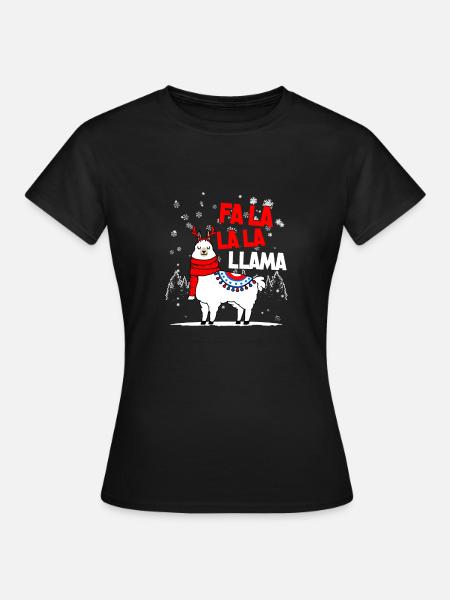 Falalalala Llama regalo navidad - Dame-T-shirt - sort