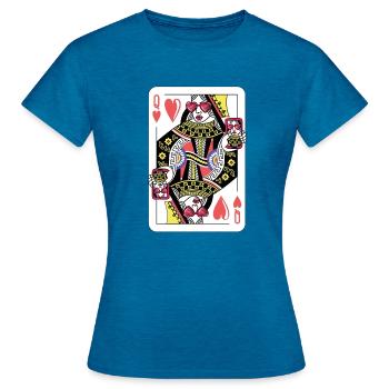 Königin Kartenspiel Herz Cool Karte Queen Geschenk - Frauen T-Shirt - Antikblaues Saphir meliert - Vorne - AI Model Female 172 dark (172cm)