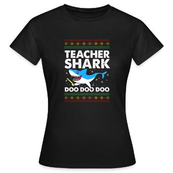 Teachershark cadeau de pull laid - T-shirt Femme - noir - Devant - AI Model Female 172 dark (172cm)