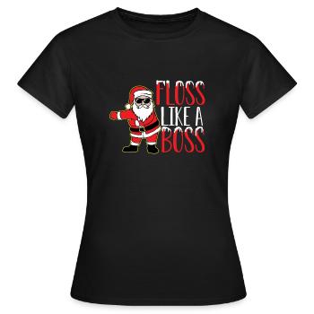 Floss comme un cadeau de Noël patron - T-shirt Femme - noir - Devant - AI Model Female 172 dark (172cm)