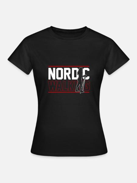 Nordic Walking Fitness - Frauen T-Shirt - Schwarz