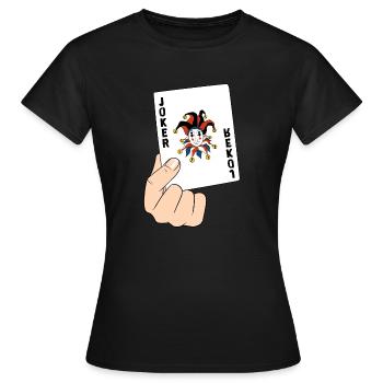 Joker Carte de Poker Carte Carte Cadeau - T-shirt Femme - noir - Devant - AI Model Female 172 dark (172cm)