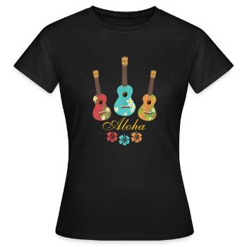 Ukulele Aloha - Women's T-Shirt - black - Front - AI Model Female 172 dark (172cm)