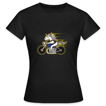 Einhorn Chopper Rocker Lederjacke Club Geschenk - Frauen T-Shirt - Schwarz - Vorne - AI Model Female 172 dark (172cm)