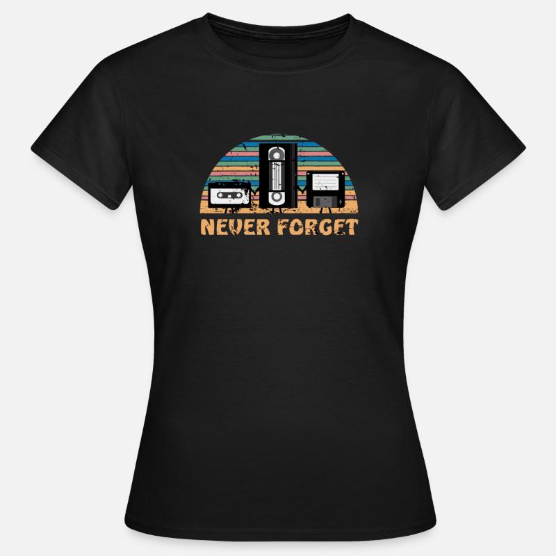 Never Forget Retro Diskette Videokassette Geschenk - Frauen T-Shirt - Schwarz