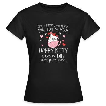 Soft Kitty Warm Kitty Happy Kitty Cute Miezi - Women's T-Shirt - black - Front - AI Model Female 172 dark (172cm)