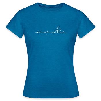 Christian Heartbeat - Frauen T-Shirt - Antikblaues Saphir meliert - Vorne - AI Model Female 172 dark (172cm)