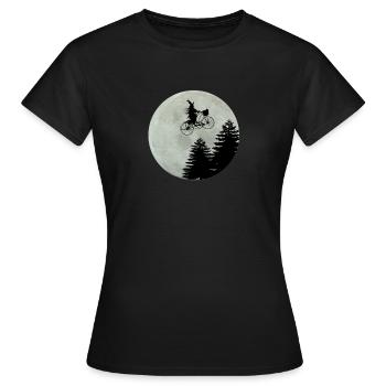 Fahrrad mit Hexe Mond Halloween Lustig Geschenk - Frauen T-Shirt - Schwarz - Vorne - AI Model Female 172 dark (172cm)