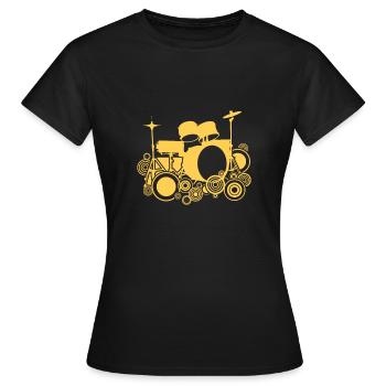 Batterie Percussion Percussion - T-shirt Femme - noir - Devant - AI Model Female 172 dark (172cm)