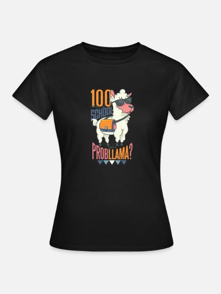 100 jours d'école Llama Lama Peru Alpaca - T-shirt Femme - noir
