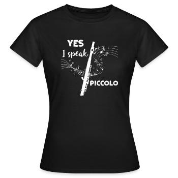 Piccolo - Piccolo T-shirt - Piccoloist - Notes - T-shirt Femme - noir - Devant - AI Model Female 172 dark (172cm)