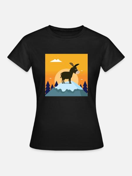Esel auf Gipfel - Frauen T-Shirt - Schwarz