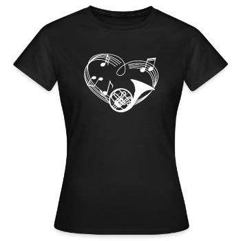 Cor d'Harmonie - Cor d'Harmonie - Hornist - Heart - Partition - T-shirt Femme - noir - Devant - AI Model Female 172 dark (172cm)