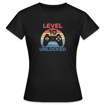 Chemise Débloquée Niveau 10 Chemise 10ème Anniversaire - T-shirt Femme - noir - Devant - AI Model Female 172 dark (172cm)