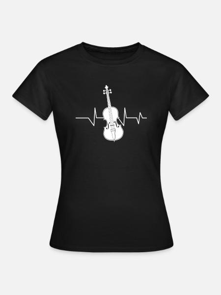 Violine - Geige - Geiger - Geschenk - Herzschlag - Frauen T-Shirt - Schwarz