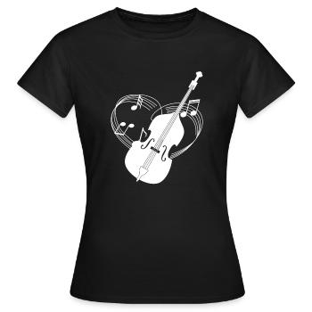 Double Bass - Double Bass - Double Bassist - Heart - Women's T-Shirt - black - Front - AI Model Female 172 dark (172cm)