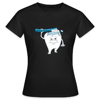 Brosses à dents, nettoyage des dents, brossage des dents, dents - T-shirt Femme - noir - Devant - AI Model Female 172 dark (172cm)