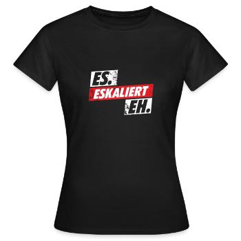 Es eskaliert eh Party Musik Open Air Geschenk - Frauen T-Shirt - Schwarz - Vorne - AI Model Female 172 dark (172cm)