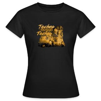 Techno, musique techno, dj, basse techno, raver, disco, - T-shirt Femme - noir - Devant - AI Model Female 172 dark (172cm)