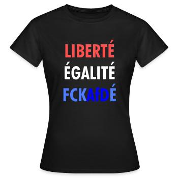 LIBERTÉ ÉGALITÉ FCKAfDÉ - Women's T-Shirt - black - Front - AI Model Female 172 dark (172cm)