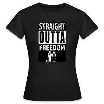Soirée entre célibataires Straight Outta Freedom JGA - T-shirt Femme - noir - Devant - AI Model Female 172 dark (172cm)