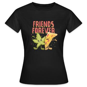 Cannabis Cannabis et Pizza - T-shirt Femme - noir - Devant - AI Model Female 172 dark (172cm)