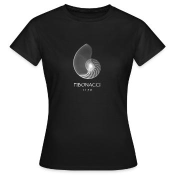 Fibonacci, geb. 1170 - Nautilusmuschel Spirale Rön - Frauen T-Shirt - Schwarz - Vorne - AI Model Female 172 dark (172cm)