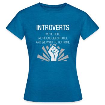 introverts - introvertiert - Shirt - Frauen T-Shirt - Antikblaues Saphir meliert - Vorne - AI Model Female 172 dark (172cm)