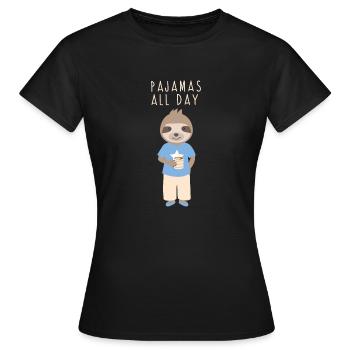 Pajamas all day. Sloth sleeper pajamas - Women's T-Shirt - black - Front - AI Model Female 172 dark (172cm)