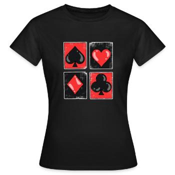 Spielkarte Kartenspiel Poker Black Jack Geschenk - Frauen T-Shirt - Schwarz - Vorne - AI Model Female 172 dark (172cm)