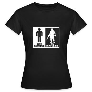 Mon ami Ton ami compare soldat policier - T-shirt Femme - noir - Devant - AI Model Female 172 dark (172cm)