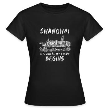 Shanghai - T-shirt Femme - noir - Devant - AI Model Female 172 dark (172cm)