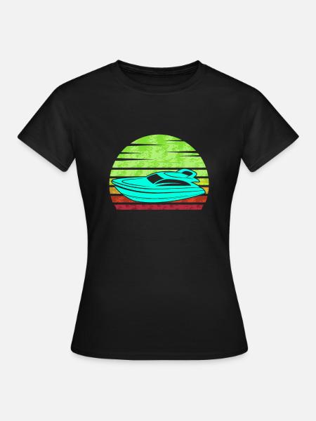 Retro Motorboot - Frauen T-Shirt - Schwarz