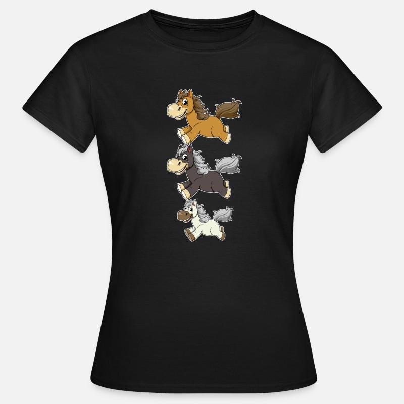 Sillín de montar a caballo caballo jinete caballo caballo - Dame-T-shirt - sort