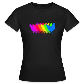 Troupe de poulet coloré - T-shirt Femme - noir - Devant - AI Model Female 172 dark (172cm)