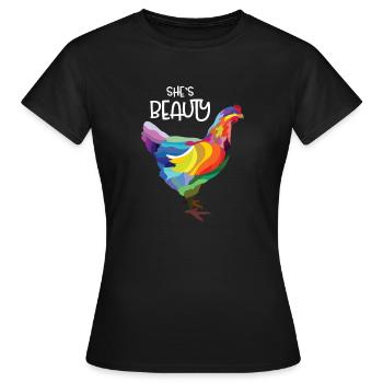 Colourful Hen Bunte Henne - Frauen T-Shirt - Schwarz - Vorne - AI Model Female 172 dark (172cm)