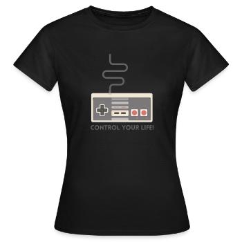 Control Your Life - Gamer Video Game Geek - Women's T-Shirt - black - Front - AI Model Female 172 dark (172cm)