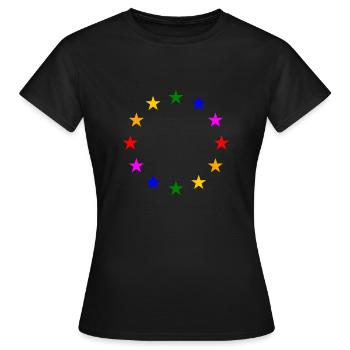 EU Sterne in Regenbogenfarben - Frauen T-Shirt - Schwarz - Vorne - AI Model Female 172 dark (172cm)