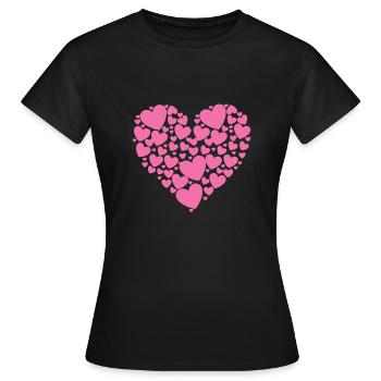 coeur, coeur, coeurs, amour - T-shirt Femme - noir - Devant - AI Model Female 172 dark (172cm)