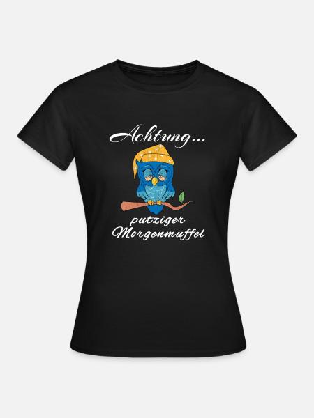 Damen Süße Eule Morgenmuffel Langschläfer Geschenk - Frauen T-Shirt - Schwarz