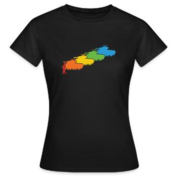 Rainbow Tiananmen Square Tank Man - Frauen T-Shirt - Schwarz - Vorne - AI Model Female 172 dark (172cm)