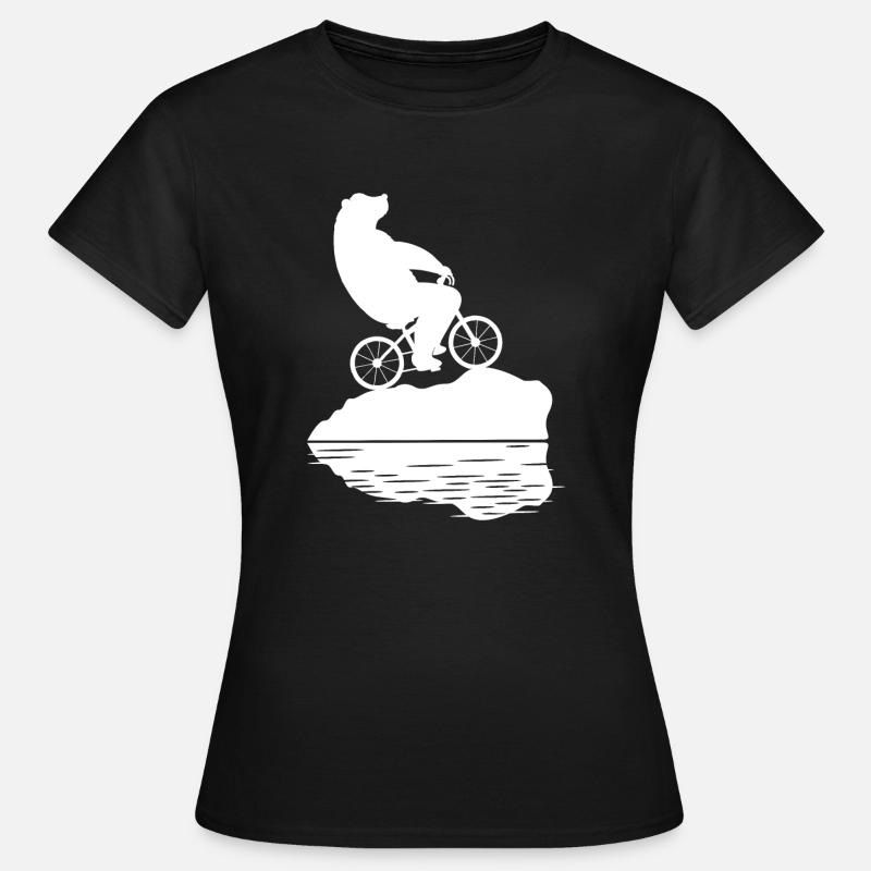 Polar Bear Riding Bicycle Climate Change - Women's T-Shirt - black